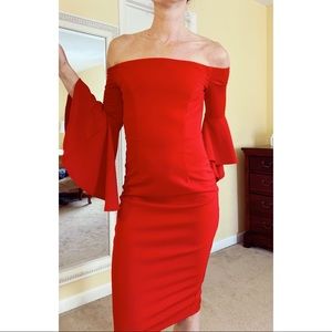 Beautiful Strapless Red Bell Sleeve Dress Perfect for Valentine’s Day ❤️❤️❤️